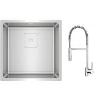 Zestaw Teka Flexlinea zlewozmywak stalowy 44x44 cm z baterią kuchenną Teka ARK chrom (115000053, 239391200)