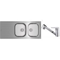 Zestaw Teka Universe 80 T-XP 2B 1D REV 3 1/2 zlewozmywak stalowy 116x50 cm z baterią kuchenną Teka IN chrom (115170006, 469781200)