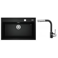 Zestaw Teka Nova XXL zlewozmywak Tegranit 79x51 cm czarny z baterią kuchenną Teka ARK 938 czarny/chrom (115230057, 23938120N)