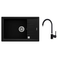 Zestaw Teka Stone 60 S-TG zlewozmywak 78x51 cm Tegranit onyks z baterią kuchenną Teka SP 995 TG z obrotową wylewką onyks (115330038, 55995020Q)