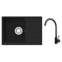 Zestaw Teka Comfor 45 S-TQ zlewozmywak 62x44 cm onyks z baterią kuchenną Teka czarna (115350000, 116030071)