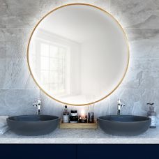 Baltica Design Bright lustro 80 cm okrągłe z oświetleniem LED złote barwa neutralna