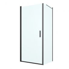 Oltens Rinnan kabina prysznicowa 90x80 cm prostokątna drzwi ze ścianką czarny mat/szkło przezroczyste 20216300