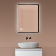 Oltens Nordlis lustro 60x80 cm prostokątne z oświetleniem od tyłu z matą grzewczą czarny 64115300