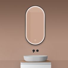 Oltens Nordlis lustro 50x100 cm owalne z oświetleniem z przodu z matą grzewczą czarny 64128300