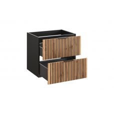 Comad Xilo szafka 60x46 cm podumywalkowa wisząca czarny/dąb XILOBLACKWOTAN82-60-D-2S