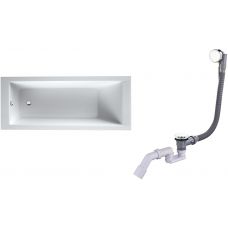 Zestaw Oltens Langfoss wanna prostokątna 140x70 cm z kompletem odpływowo-przelewowym Oster (10001000, 03001100)
