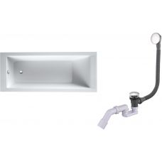 Zestaw Oltens Langfoss wanna prostokątna 170x70 cm z kompletem odpływowo-przelewowym Fusa (10004000, 03002100)