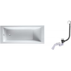 Zestaw Oltens Langfoss wanna prostokątna 150x70 cm z kompletem odpływowo-przelewowym Fusa (10002000, 03002100)