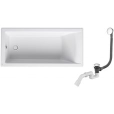 Zestaw Roca Savai wanna prostokątna 160x75 cm z kompletem odpływowo-przelewowym Oltens Fusa (A248588000, 03002100)