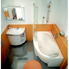 Zestaw wanna Ravak Rosa 95 lewa ze stelażem, parawanem nawannowym i kompletem odpływowo-przelewowym Viega (C571000000, GPX2240140, 7QLS0100Y1, 6168.4PL)