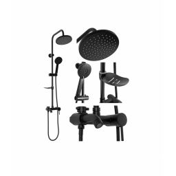 Rea Luis Black zestaw wannowo-prysznicowy ścienny czarny REA-P7005