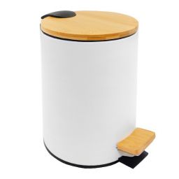 Aqualine Bambus kosz na śmieci 5 l biały BI007