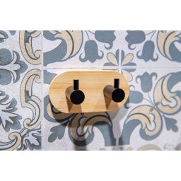 AWD Interior wieszak na ręcznik podwójny czarny/brązowy AWD02091764