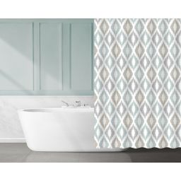 AWD Interior zasłona prysznicowa 180x180 cm EVA biały/wzór miętowy/brąz AWD02101809