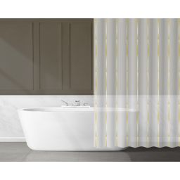 AWD Interior zasłona prysznicowa 180x180 cm EVA transparentny/złote pasy AWD02101810