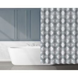 AWD Interior zasłona prysznicowa 180x180 cm EVA półtransparentny/wzór graficzny szary AWD02101811