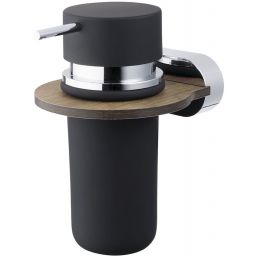 Bisk Bergen dozownik do mydła 200 ml ścienny chrom/drewno/czarny mat 07101