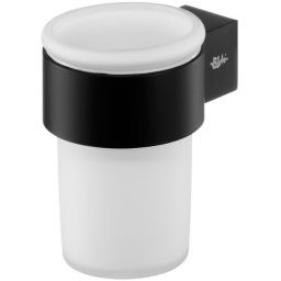 Bisk Futura black kubek do mycia zębów z uchwytem ściennym biały/czarny 02959