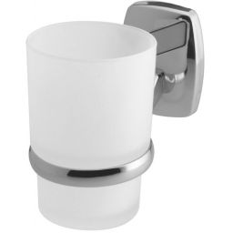 Bisk Oregon kubek do mycia zębów z uchwytem ściennym szkło mrożone/chrom 79707