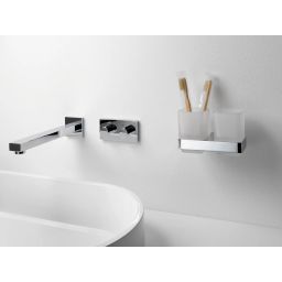 Emco Loft kubek do mycia zębów podwójny z uchwytem chrom/szkło satynowe 052500100