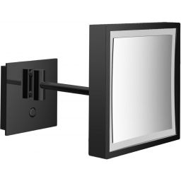 Emco Pure (LED) lusterko kosmetyczne 20,3x20,3 cm kwadratowe z oświetleniem czarny 109413309