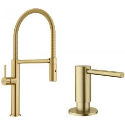 Zestaw Franke Pescara semi-pro bateria kuchenna stojąca z dozownikiem do płynów 350 ml złoty ( 115.0741.723, 112.0717.105)