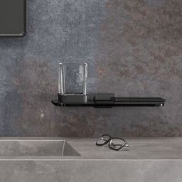 Geesa Shift półka szklana 22 cm szkło przydymione/czarny metal szczotkowany 919903-09-66