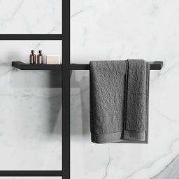 Geesa Shift wieszak na ręcznik 85 cm z półką czarny/szkło przezroczyste 919954-06-850