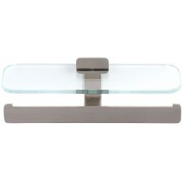 Geesa Shift uchwyt na papier toaletowy podwójny z półką szczotkowana stal nierdzewna/szkło przezroczyste 919948-05