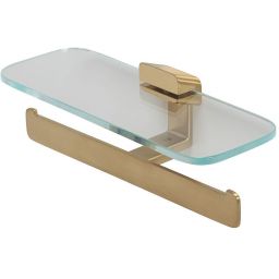 Geesa Shift uchwyt na papier toaletowy podwójny z półką złoto szczotkowane/szkło przezroczyste 919948-07