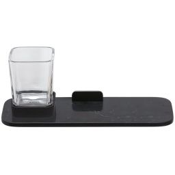 Geesa Shift półka szklana 30 cm z kubkiem na szczoteczki efekt czarnego marmuru 919902-06-M6