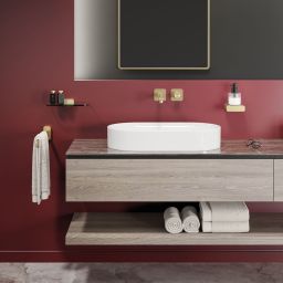 Geesa Shift półka szklana 22 cm szkło przezroczyste/złoto szczotkowane 919903-07