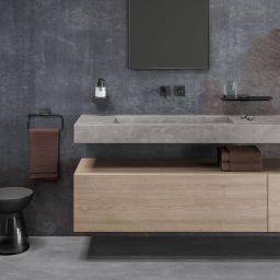 Geesa Shift półka szklana 22 cm szkło przydymione/czarny metal szczotkowany 919903-09-66