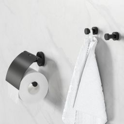Geesa Nemox Black uchwyt na papier toaletowy z pokrywą czarny 916508-06