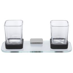 Geesa Shift półka szklana 30 cm z uchwytem na kubek podwójny szkło przezroczyste/chrom 919934-02