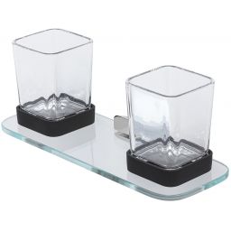 Geesa Shift półka szklana 30 cm z uchwytem na kubek podwójny szkło przezroczyste/chrom 919934-02