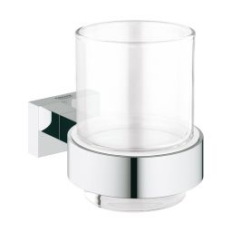 Grohe Essentials Cube kubek do mycia zębów z uchwytem ściennym szkło/chrom 40755001