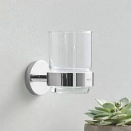 Grohe Essentials kubek do mycia zębów z uchwytem ściennym szkło/chrom 40447001