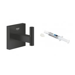 Zestaw Grohe Start Cube wieszak na ręcznik czarny i klej montażowy QuickGlue (409612430, 41127000)