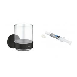 Zestaw Grohe Start kubek do mycia zębów czarny i klej montażowy QuickGlue (411942430, 41127000)