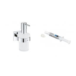 Zestaw Grohe Start Cube dozownik do mydła 160 ml chrom i klej montażowy QuickGlue (41098000, 41127000)
