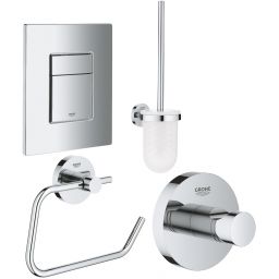 Zestaw Grohe Skate Cosmopolitan przycisk spłukujący z zestawem akcesoriów Essentials chrom (38732000, 40374001, 40364001, 40689001)