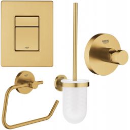 Zestaw Grohe Skate Cosmopolitan przycisk spłukujący z zestawem akcesoriów Essentials złoty (38732GN0, 40374GN1, 40364GN1, 40689GN1)