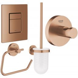 Zestaw Grohe Skate Cosmopolitan przycisk spłukujący z zestawem akcesoriów Essentials Brushed Warm Sunset (38732DL0, 40374DL1, 40364DL1, 40689DL1)
