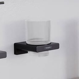 Hansgrohe AddStoris kubek na szczoteczki do zębów ścienny szkło/czarny mat 41749670