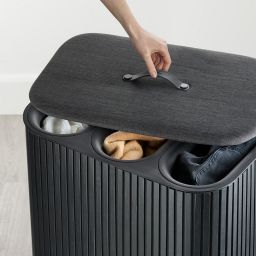 Joseph Joseph Tota Trio Luxe kosz na bieliznę i pranie 90 l bambus czarny 5000007