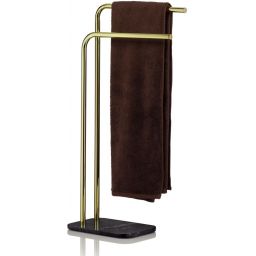 Outlet - Kela Liron wieszak na ręcznik stojący podwójny czarny/złoty 20020