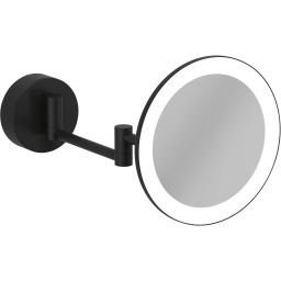 Kludi Vela R lusterko kosmetyczne 20,2x20,2 cm okrągłe z oświetleniem czarny mat 5899539W