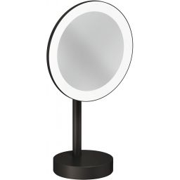 Kludi Vela R lusterko kosmetyczne 20,2x35,5 cm okrągłe z oświetleniem czarny szczotkowany 58995N2F